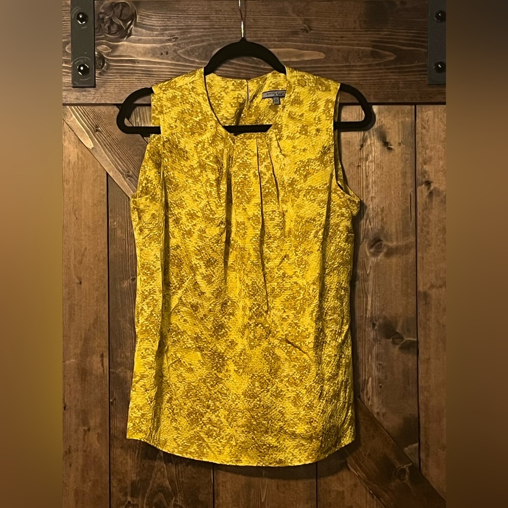 Ann Klein Gold Silk Top Sz 10